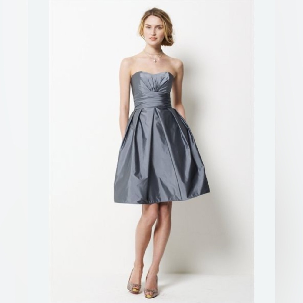 Watters & Watters Gray Strapless Prom Cocktail Bridesmaids Dress size 12 NWT